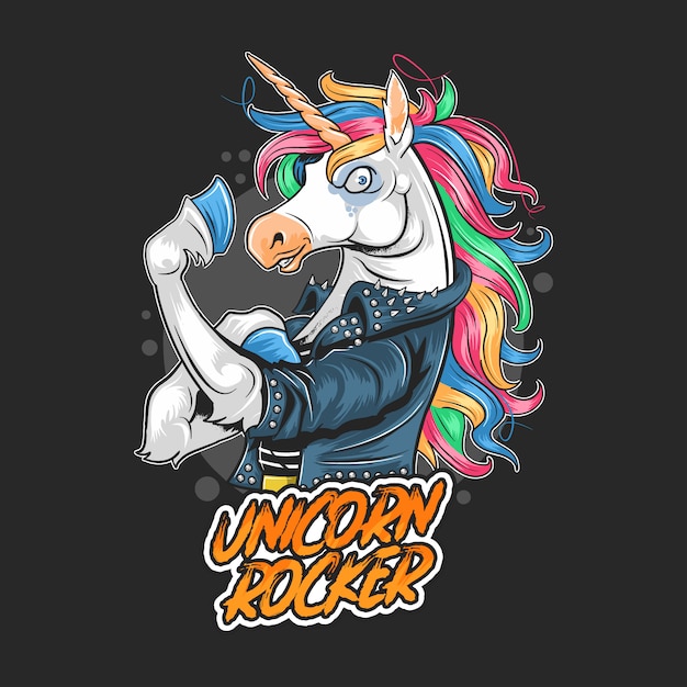 Ilustraciones de unicorn rocker jacket rider