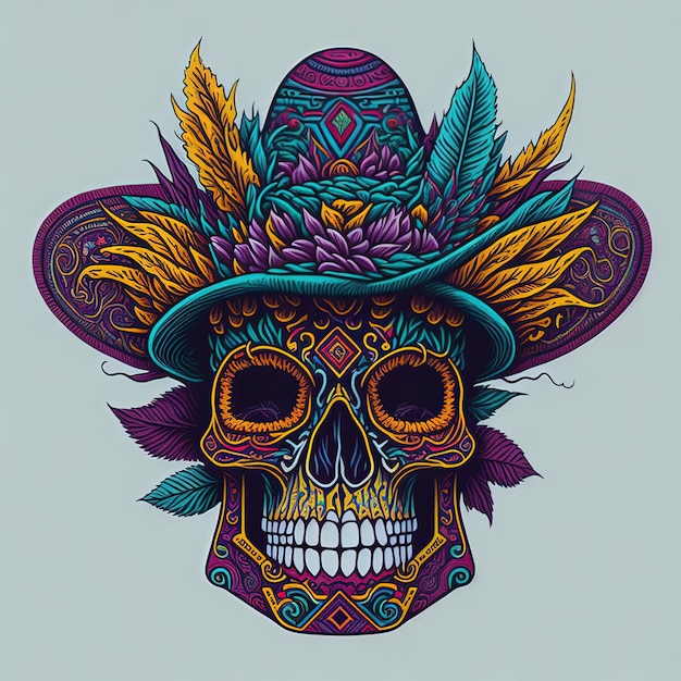 Vector ilustraciones vector calavera mexicano vasos colorido