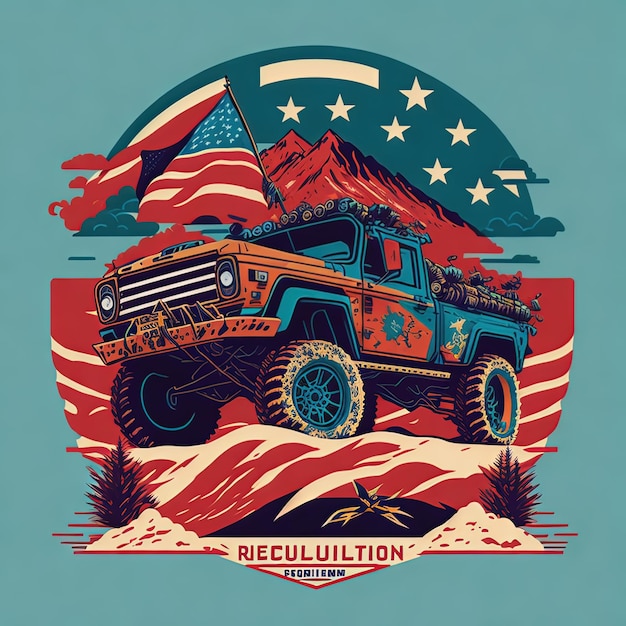 ilustraciones vector coche jeep SUV bandera del país diseño de camiseta