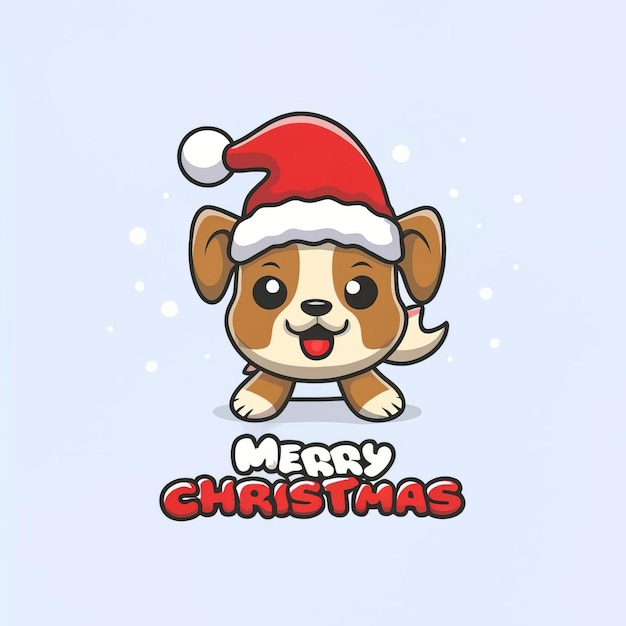 ilustraciones vector perro con sombrero de Navidad