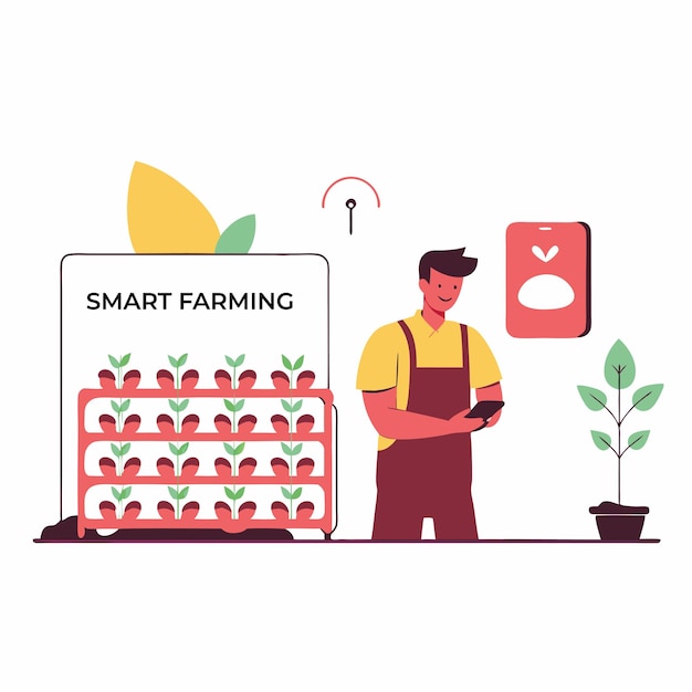 Ilustraciones de vectores agrícolas verticales inteligentes