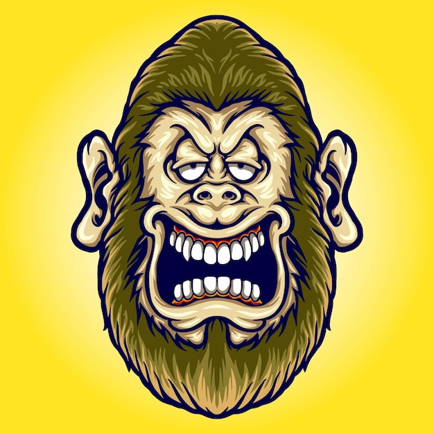 Ilustraciones de vectores de cabeza de gorila enojado para su trabajo logo mercancía camiseta pegatinas