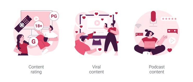 Vector ilustraciones de vectores de concepto abstracto de contenido de medios y televisión