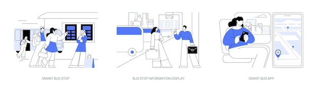 Ilustraciones de vectores de concepto abstracto de transporte público de ciudad inteligente