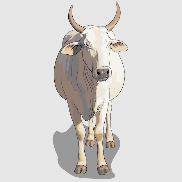 ilustraciones y vectores dibujados a mano de retrato de vaca blanca