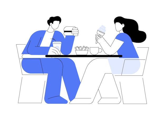 Ilustraciones de vectores de dibujos animados aislados de almuerzo rápido