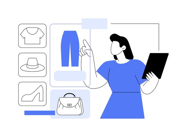 Ilustraciones de vectores de dibujos animados aislados de la aplicación de compras