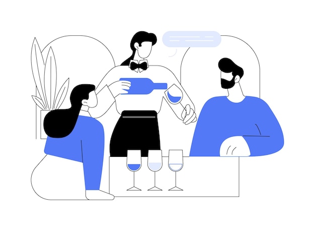 Ilustraciones de vectores de dibujos animados aislados de degustación de vinos