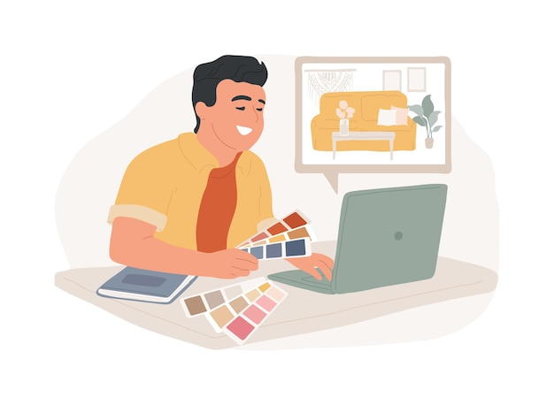 Ilustraciones de vectores de dibujos animados aislados de diseño de interiores
