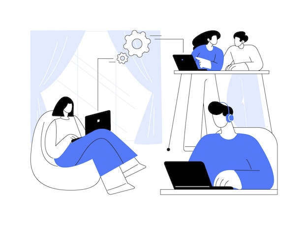 Ilustraciones de vectores de dibujos animados aislados de espacio de coworking
