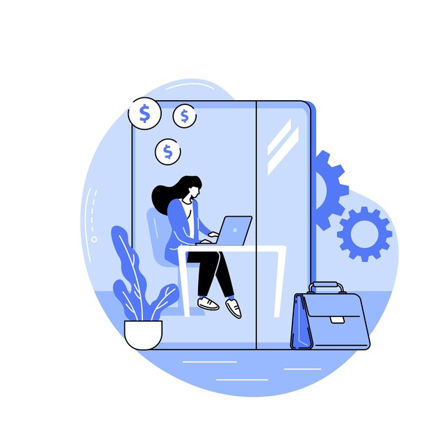Ilustraciones de vectores de dibujos animados aislados de estación de trabajo