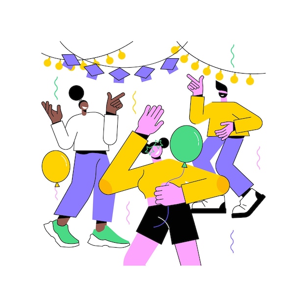 Ilustraciones de vectores de dibujos animados aislados de fiesta de despedida