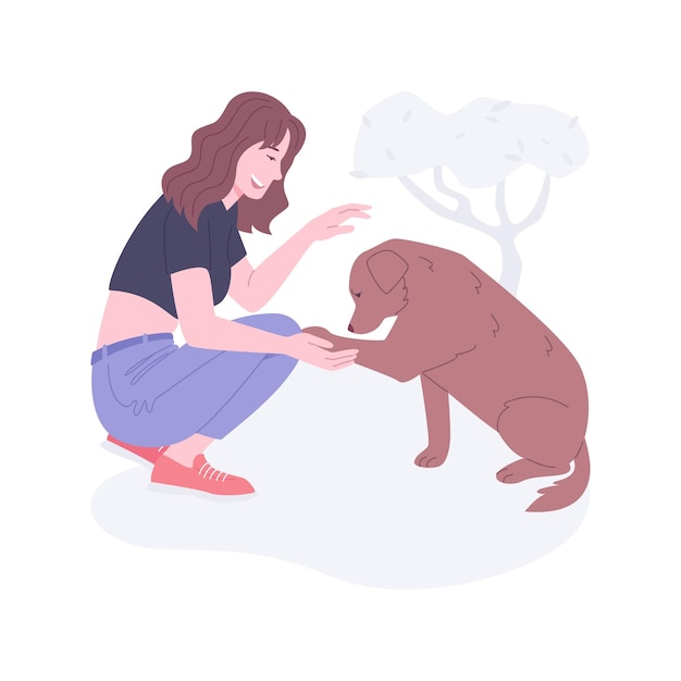 Ilustraciones de vectores de dibujos animados aislados de mascotas agradecidas