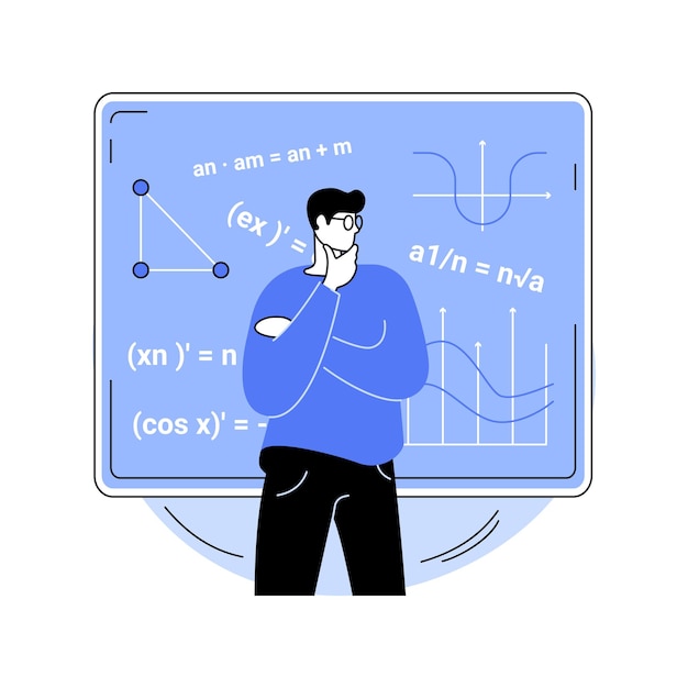 Ilustraciones de vectores de dibujos animados aislados de matemáticas y estadísticas