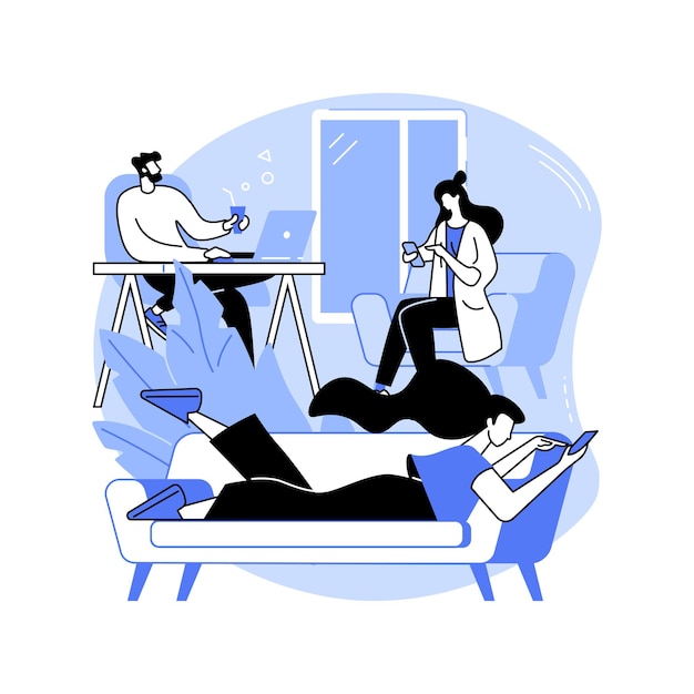 Ilustraciones de vectores de dibujos animados aislados de oficina flexible
