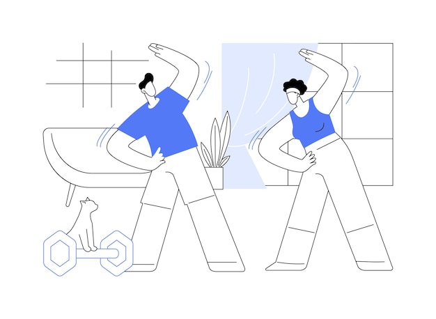 Ilustraciones de vectores de dibujos animados aislados de pareja de fitness