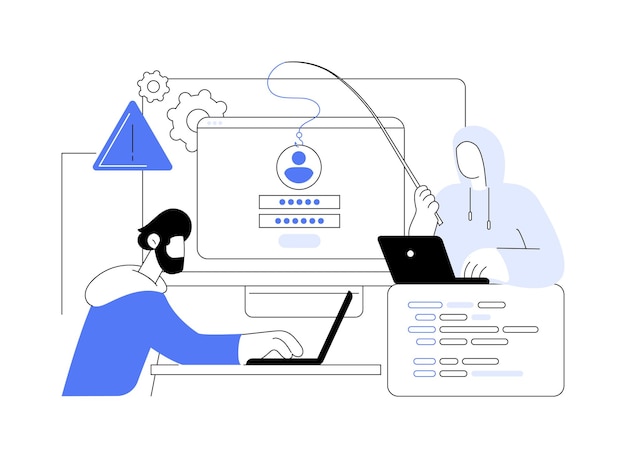 Ilustraciones de vectores de dibujos animados aislados de phishing