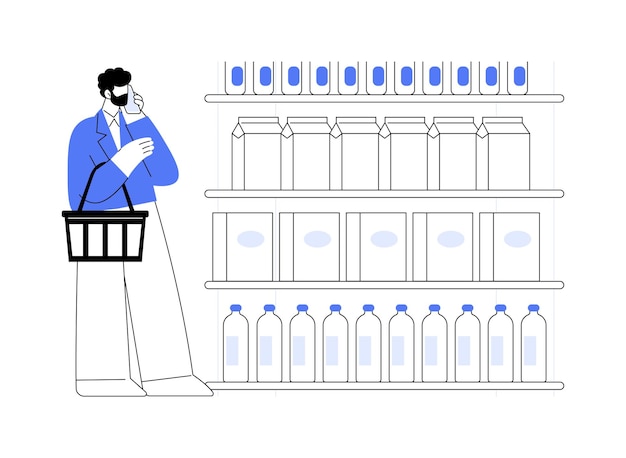 Ilustraciones de vectores de dibujos animados aislados de supermercado moderno