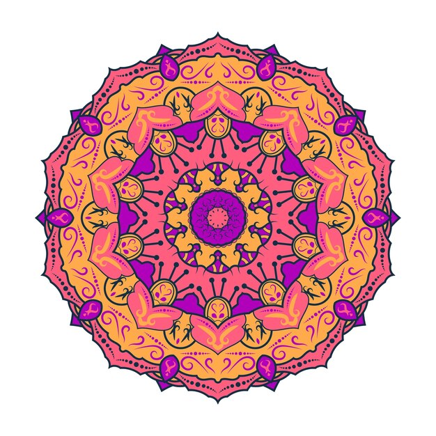 Ilustraciones de vectores de mandala colorido decorativo