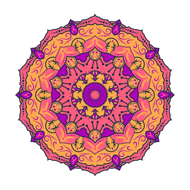 Ilustraciones de vectores de mandala colorido decorativo