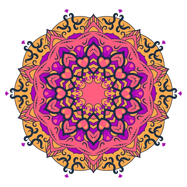Ilustraciones de vectores de mandala colorido decorativo