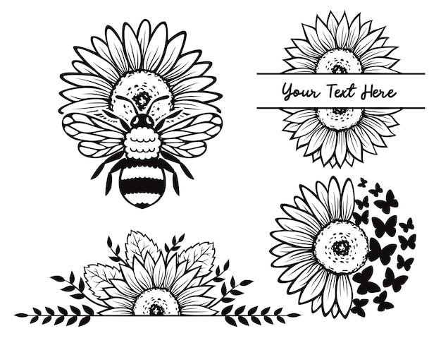 Ilustraciones de vectores de silueta de girasol