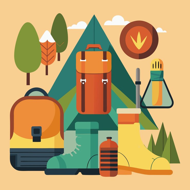 Ilustraciones vectoriales de acampada para aventureros
