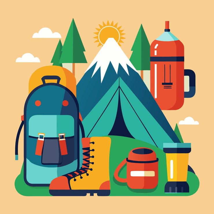 Ilustraciones vectoriales de acampada para aventureros