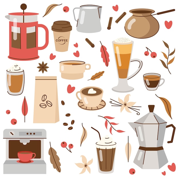 ilustraciones vectoriales de café sencillo minimalista estilo de diseño plano elementos de diseño para proyectos