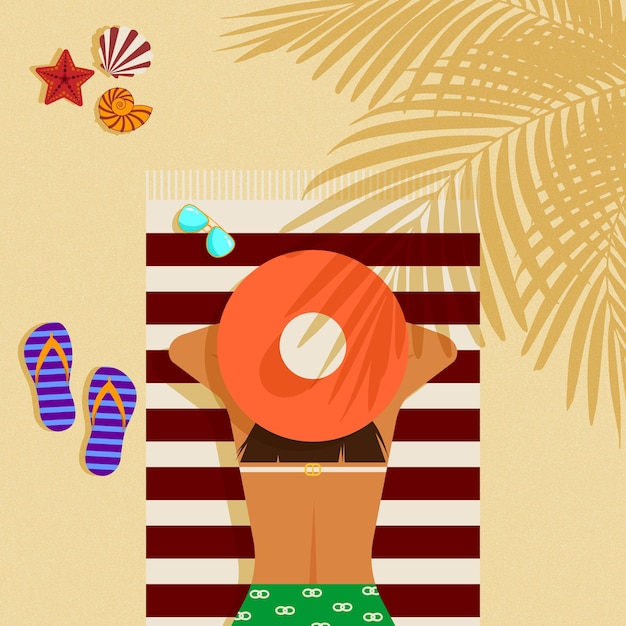 Ilustraciones vectoriales Chica en la playa Desierto