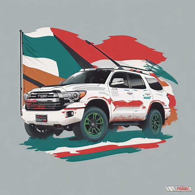 Vector ilustraciones vectoriales coche jeep suv bandera del país diseño de camiseta