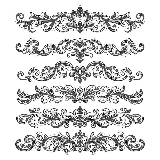 Las ilustraciones vectoriales de la Colección Big Calligraphic And Flourishes Elements