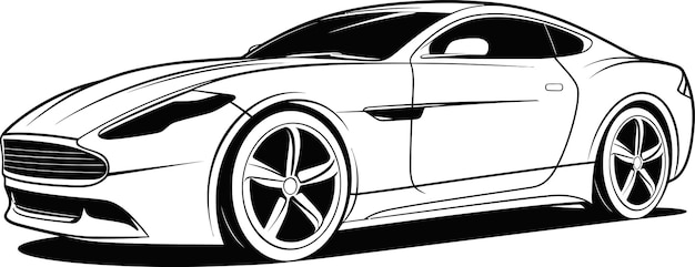 Ilustraciones vectoriales detalladas de un automóvil negro que muestra su diseño incomparable Ilustración vectorial dinámica