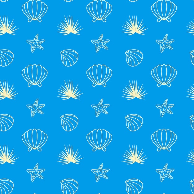 Ilustraciones vectoriales dibujadas a mano patrón sin costuras de conchas marinas Fondo marino Perfecto para invitaciones tarjetas de felicitación carteles impresiones pancartas volantes, etc.