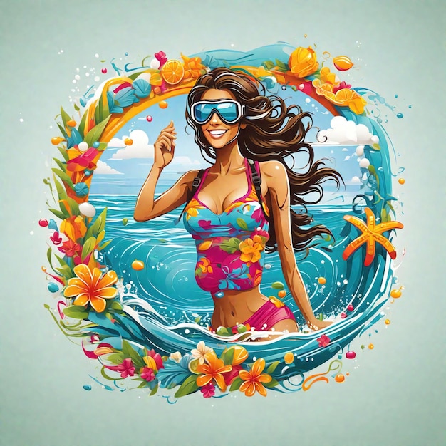 Vector ilustraciones vectoriales de diseño de playas marinas de verano tropicales