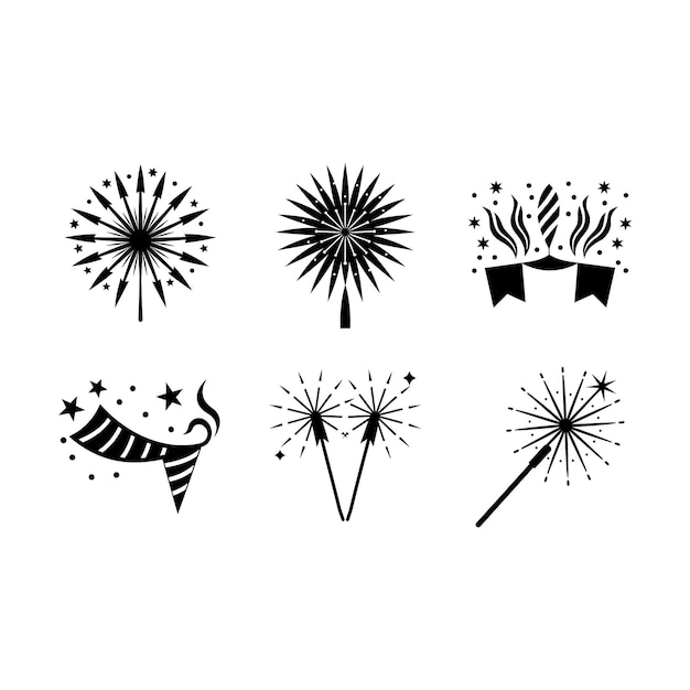 Ilustraciones vectoriales festivas de Año Nuevo clipart de dibujos animados y diseños de arte de línea para todos sus proyectos