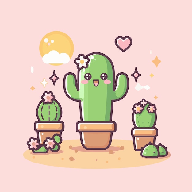 Vector ilustraciones vectoriales de flores de cactus lindas