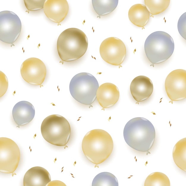 Ilustraciones vectoriales de globos abstractos patrón sin costuras de color dorado y gris bueno para fondos textiles telas papel de envolver y papel tapiz sobre fondo blanco