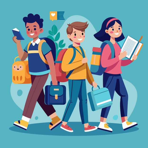 Ilustraciones vectoriales ilustrativas digitales modernas y coloridas de regreso a la escuela