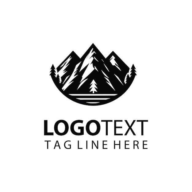 Ilustraciones vectoriales de un logotipo de senderismo de montaña