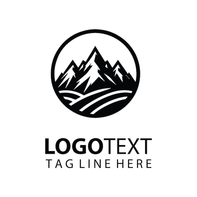 Ilustraciones vectoriales de un logotipo de senderismo de montaña