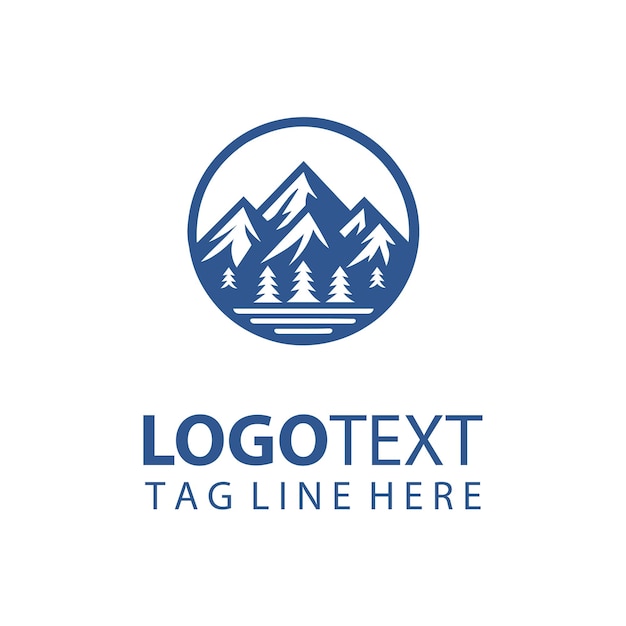 Ilustraciones vectoriales de un logotipo de senderismo de montaña