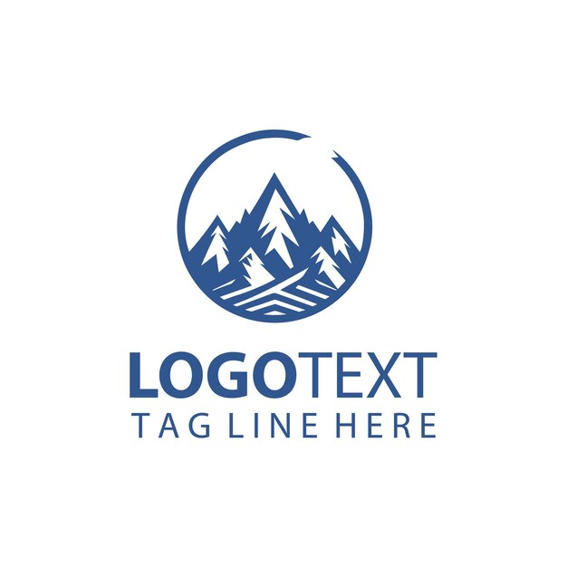 Ilustraciones vectoriales de un logotipo de senderismo de montaña