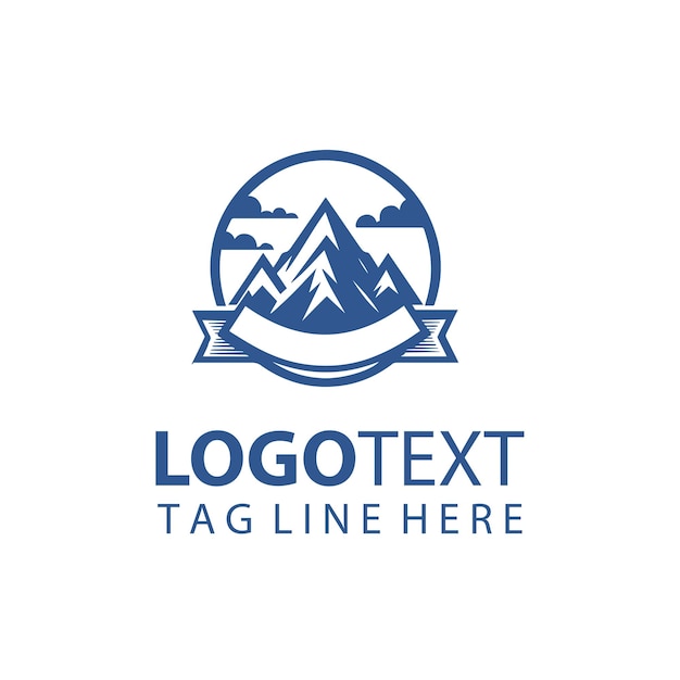 Ilustraciones vectoriales de un logotipo de senderismo de montaña