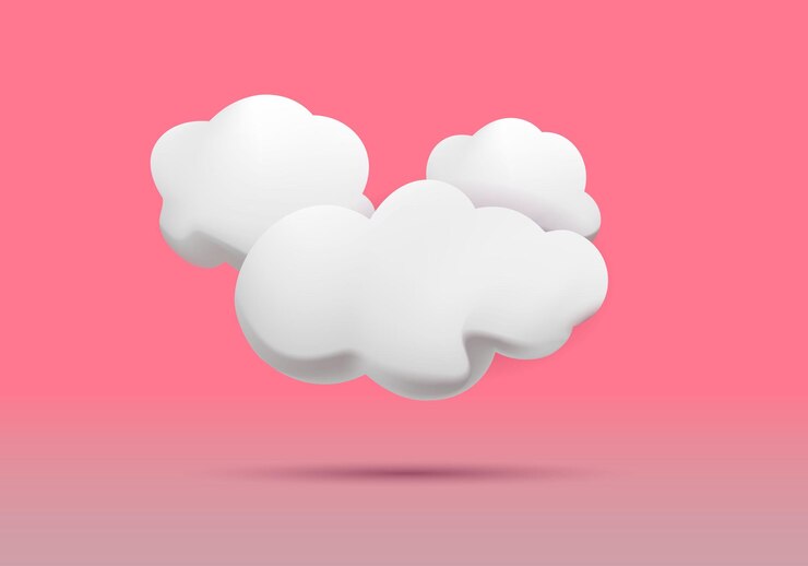 Vector ilustraciones vectoriales de nubes 3d con fondo rosa