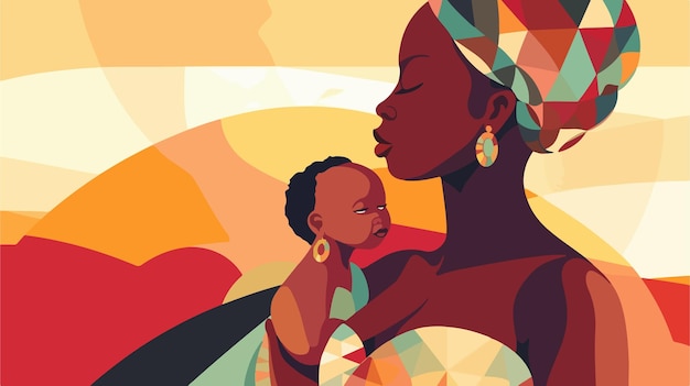 Ilustraciones vectoriales que capturan la esencia de una madre africana.