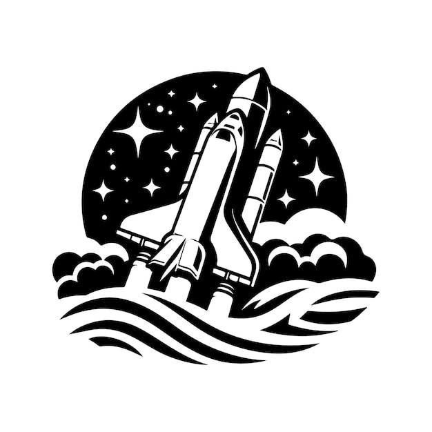 Ilustraciones vectoriales de siluetas de transbordadores espaciales para proyectos espaciales de ciencia ficción