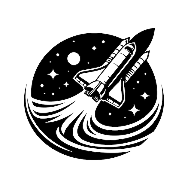 Ilustraciones vectoriales de siluetas de transbordadores espaciales para proyectos espaciales de ciencia ficción