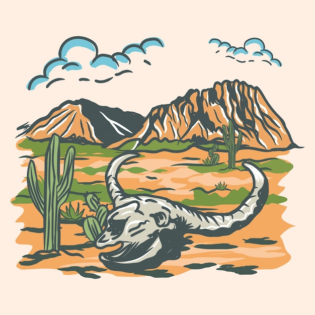 Vector ilustraciones vectoriales del tema del desierto para impresiones de camisetas