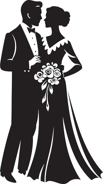 Ilustraciones vectorializadas negras de trazos matrimoniales Unión artística vectorializada Sag de matrimonio con tinta negra